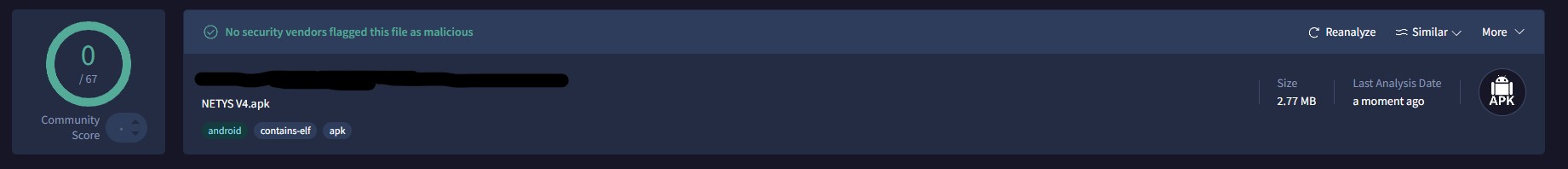 VirusTotal Scan Result